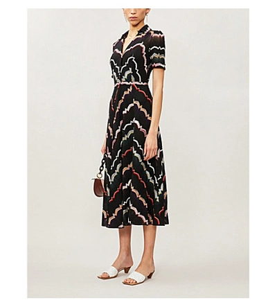 Shop Missoni Graphic-print Stretch-knit Midi Dress In Fondo Nero