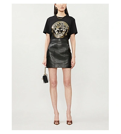 Shop Versace Medusa-print Cotton-jersey T-shirt In Black