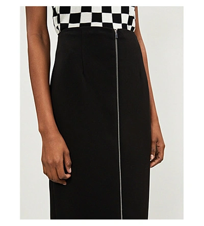 Shop Theory Zipped High-waisted Crepe Midi Skirt In Black