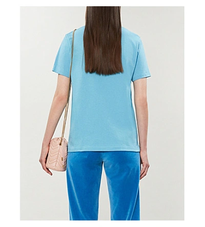 Shop Gucci Disney X  Graphic-print Cotton-jersey T-shirt In Azure Multicolor