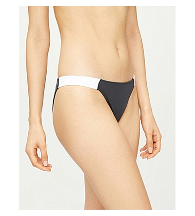 Shop Calvin Klein Ck Blocking Logo-print Bikini Bottoms In Beh Pvh Black