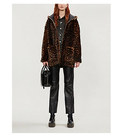 Shop Sandro Leopard-print Shearling Jacket