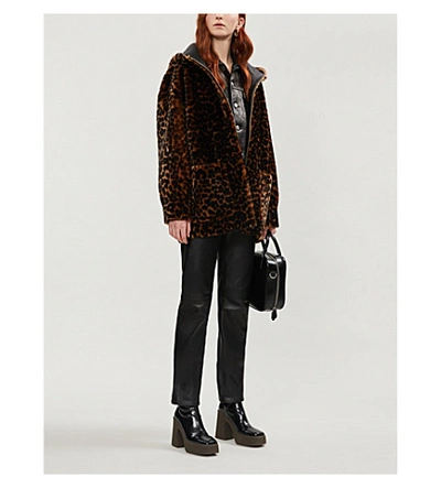 Shop Sandro Leopard-print Shearling Jacket