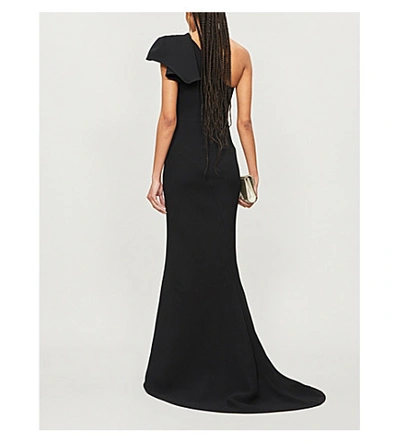 Shop Maticevski Accompany Asymmetric Floor-length Crepe Gown In Black
