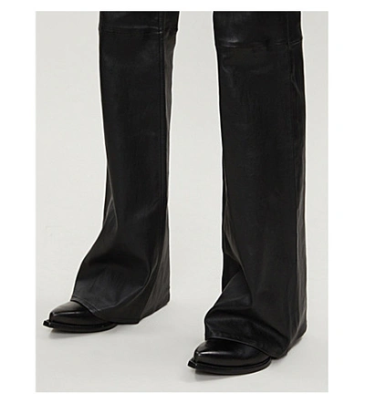 Shop Rag & Bone Jane Slim-fit Flared Leather Trousers In Blk