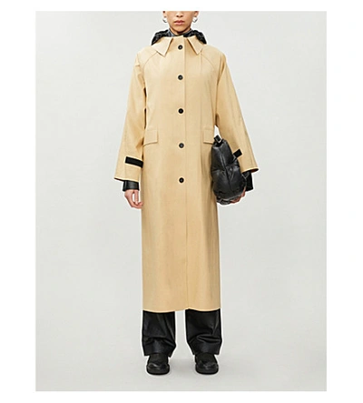 Shop Kassl Editions Hooded Woven Trench Coat In Beige