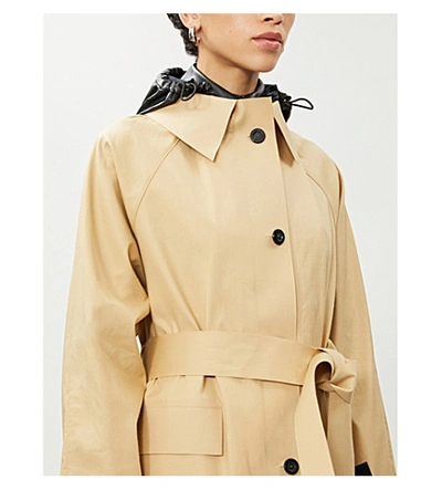 Shop Kassl Editions Hooded Woven Trench Coat In Beige