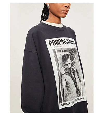 Shop Acne Studios Propaganda-print Cotton-jersey Jumper In Faded+black