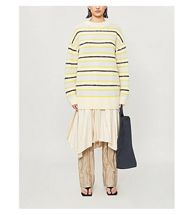 Shop Acne Studios Striped Knitted Jumper In Yellow/multi