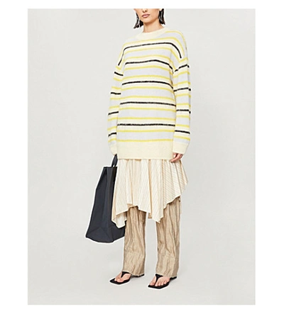 Shop Acne Studios Striped Knitted Jumper In Yellow/multi