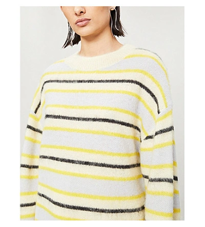 Shop Acne Studios Striped Knitted Jumper In Yellow/multi