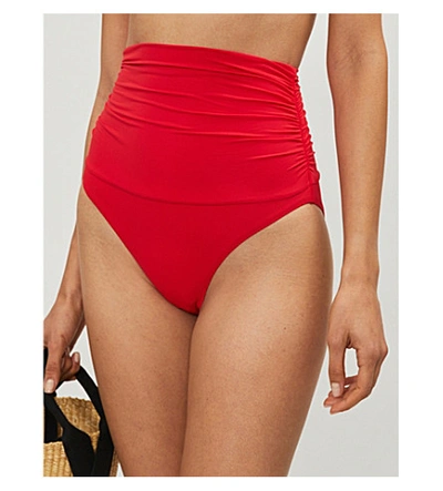 Shop Melissa Odabash Caribe High-rise Bikini Bottoms In Red