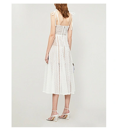 Shop Self-portrait Panelled Floral-lace Midi Dress In White