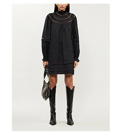 Shop Isabel Marant Étoile Adenia High-neck Linen Mini Dress In Black