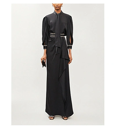 Shop Peter Pilotto High-waisted Satin Maxi Skirt In Black