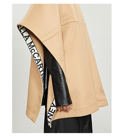 Shop Stella Mccartney Funnel-neck Wool Cape In Camel