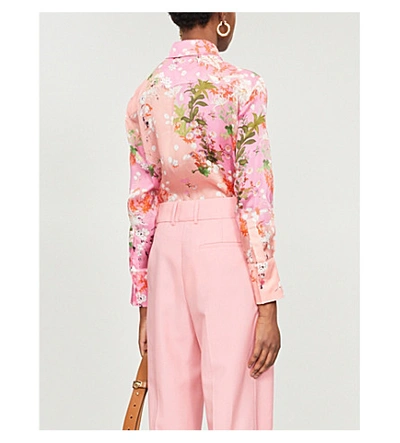 Shop Givenchy Floral-print Silk Shirt In Pink
