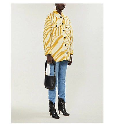 Shop Isabel Marant Harvey Animal-print Wool Jacket In Yellow