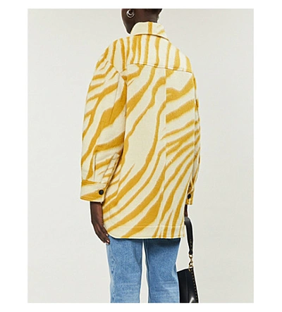 Shop Isabel Marant Harvey Animal-print Wool Jacket In Yellow