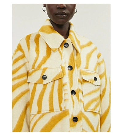 Shop Isabel Marant Harvey Animal-print Wool Jacket In Yellow