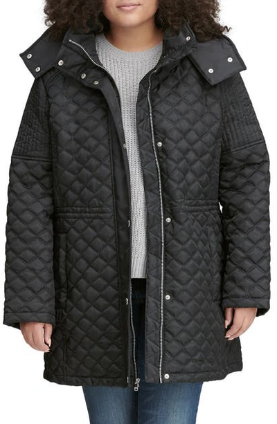 Shop Marc New York Tribeca Quilted Hooded Parka In Black