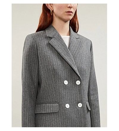 Shop Sandro Double-breasted Wool Jacket In Grey