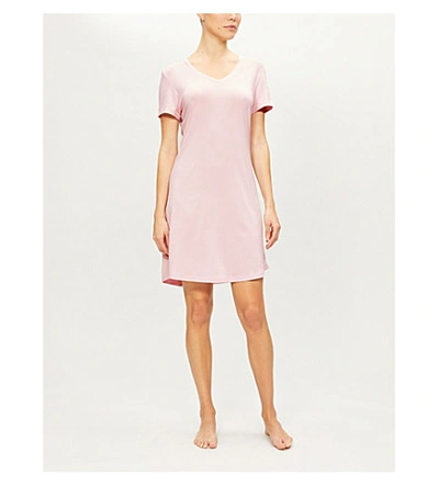 Shop Derek Rose Lara V-neck Stretch-woven Night Gown In Lara+pink