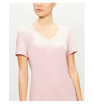 Shop Derek Rose Lara V-neck Stretch-woven Night Gown In Lara+pink
