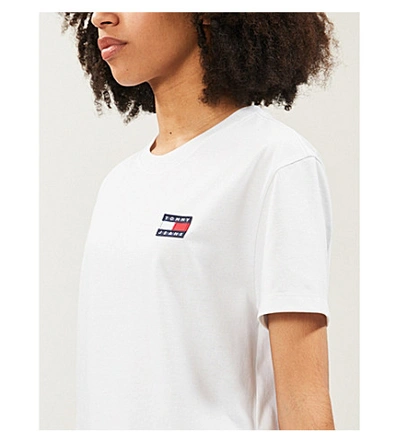 Shop Tommy Jeans Logo-appliqué Cotton-jersey T-shirt In Classic White