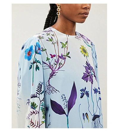 Shop Stella Mccartney Floral Silk Blouse In Light+blue
