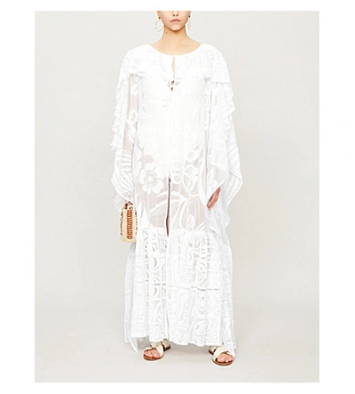 Shop Emilio Pucci Lace-embroidered Woven Kaftan In Bianco