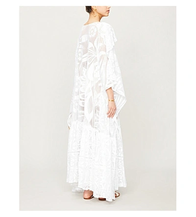 Shop Emilio Pucci Lace-embroidered Woven Kaftan In Bianco