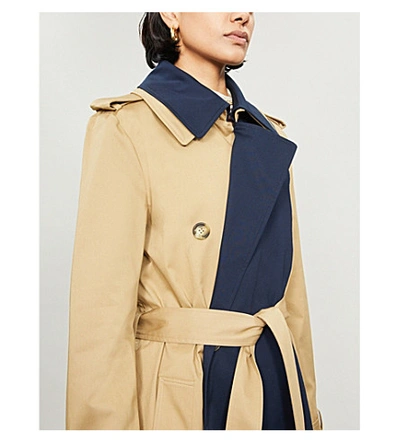 Shop Monse Double-collar Contrast Stretch-cotton Trench Coat In Khaki+midnight