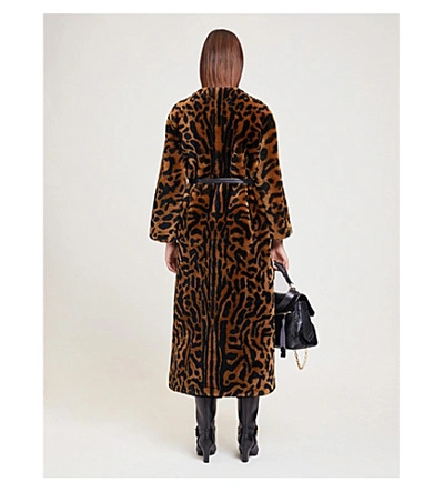 Shop Givenchy Wrap-over Leopard-print Shearling Coat In Honey