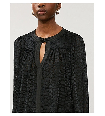 Shop Alexis Rhida Jacquard Silk Blouse In Black Geometric