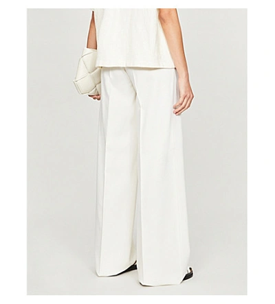 Shop Max Mara Afoso High-rise Stretch-wool Wide-leg Trousers In Bianco