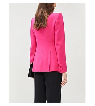 Shop Alexander Mcqueen Single-breasted Padded-shoulder Crepe Blazer In Orchid+pink