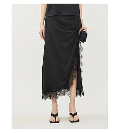 Shop Vanessa Cocchiaro Aphra Lace-trim High-waist Woven Skirt In Black