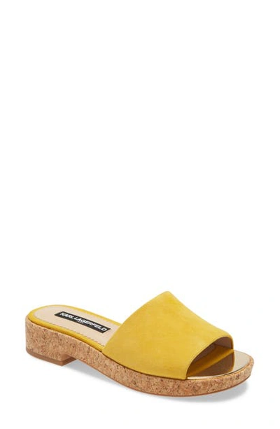 Shop Karl Lagerfeld Platform Slide Sandal In Yellow Suede
