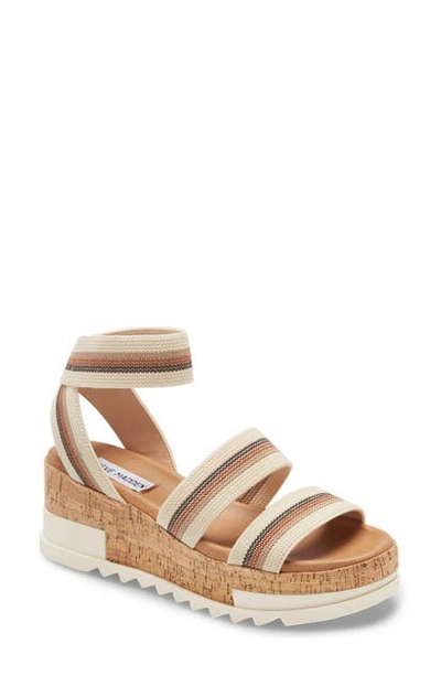 Shop Steve Madden Bandi Platform Wedge Sandal In Beige Multi