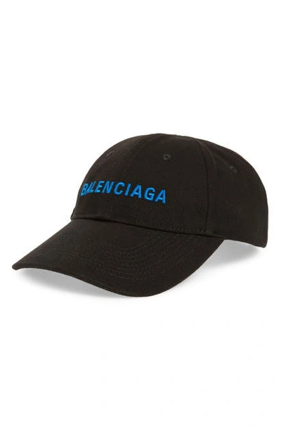 Shop Balenciaga Classic Sea Baseball Cap In Black/ Blue