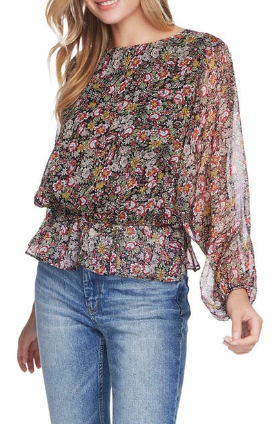 Shop 1.state Forest Gardens Blouson Top In Rich Black Multi