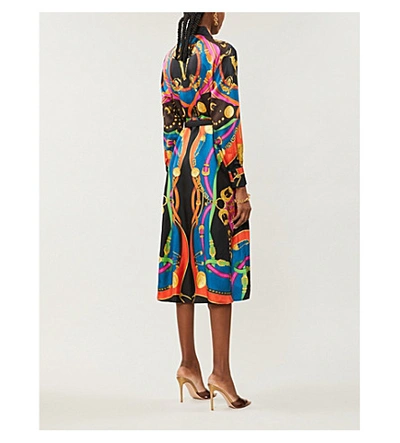 Shop Versace Graphic-print Silk-twill Shirt Dress In Nero+stampa