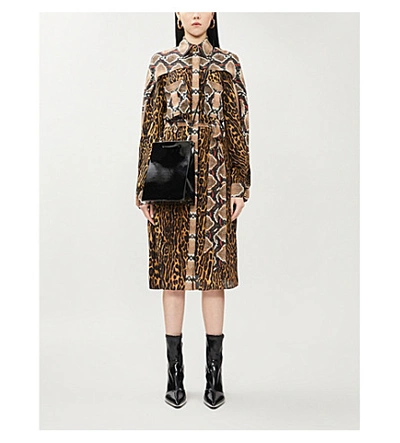 Shop Burberry Costanza Leopard-print Silk Midi Dress In Dark+mustard