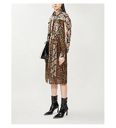 Shop Burberry Costanza Leopard-print Silk Midi Dress In Dark+mustard
