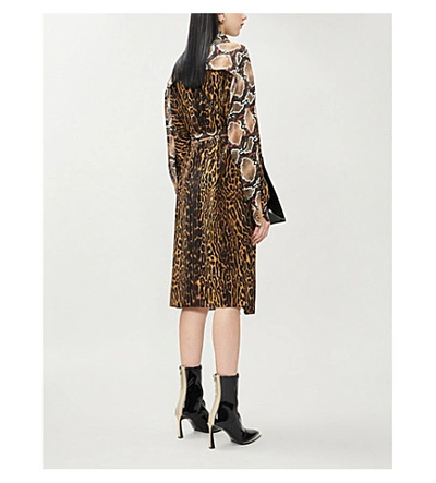 Shop Burberry Costanza Leopard-print Silk Midi Dress In Dark+mustard