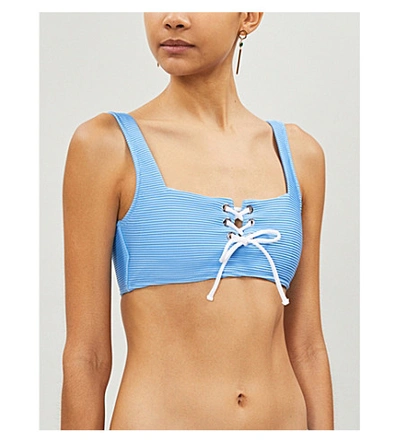 Shop Heidi Klein Cairns Lace-up Bikini Top In Light Blue