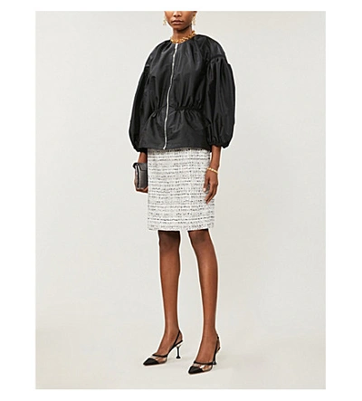 Shop Giambattista Valli High-waist Tweed Mini Skirt In Ivoire Black