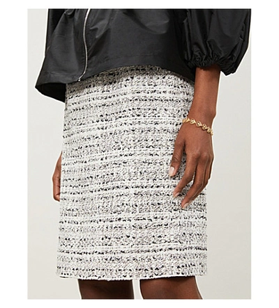 Shop Giambattista Valli High-waist Tweed Mini Skirt In Ivoire Black
