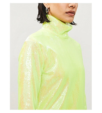 Shop Mm6 Maison Margiela High-neck Sequinned Top In Yellow